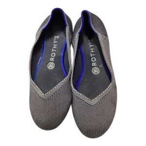 Rothy's Grey Birdseye Flats‎ with Blue Trim and Black Bottoms Size 8